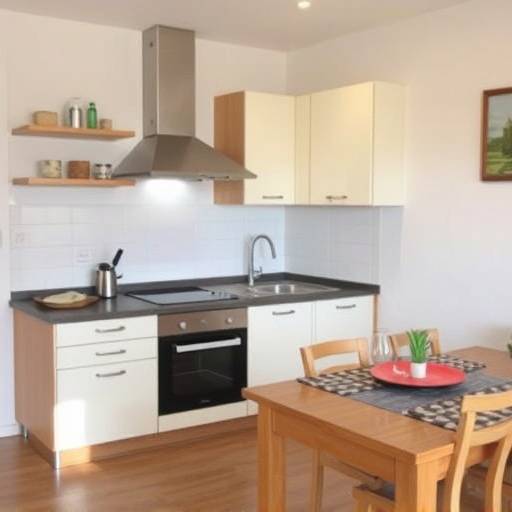 Cocina completamente equipada en un apartamento en M&aacute;laga.