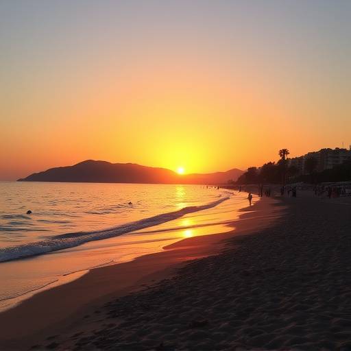 Imagen de la playa de Marbella al atardecer