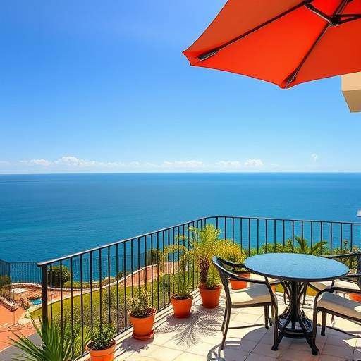 Terraza con vistas al mar desde un apartamento en Marbella.
